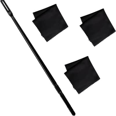 Flute Cleaning Rod with 3pcs Flute Cleaning Cloth, Flute Cleaning Kit, Flute Cleaning Rod and Flute Cleaning Cloth, Cleaning Swabs Flute Cleaning Cloth, Flute Cleaning Cloth (Black) image 1