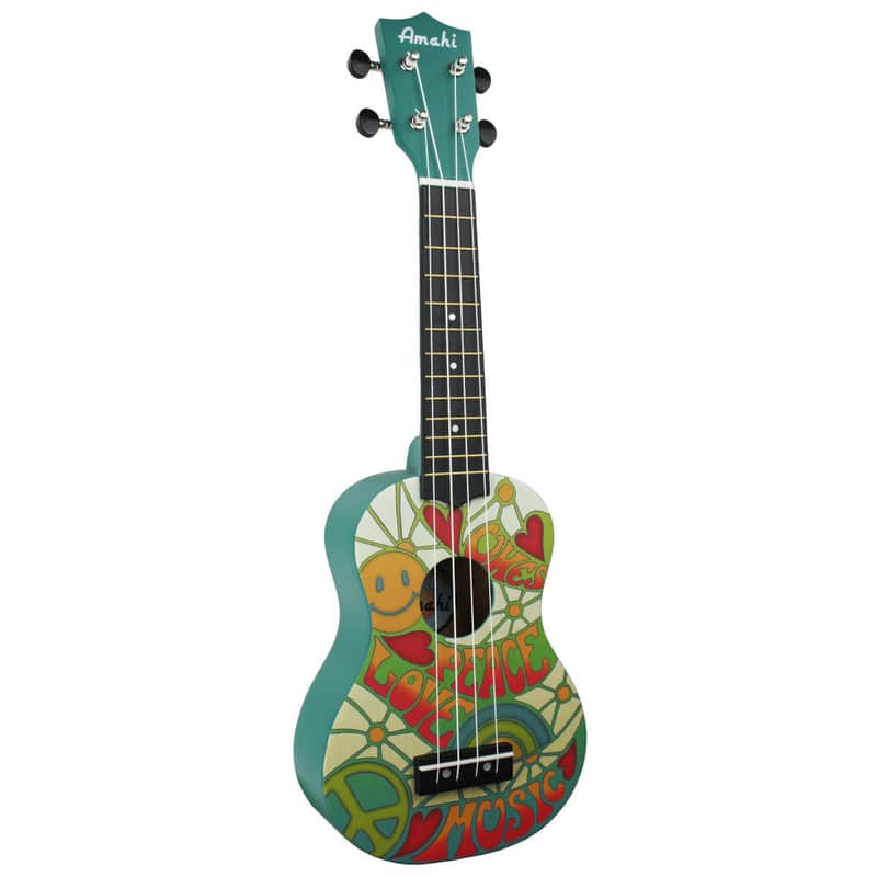 Amahi PANDA2 Panda Peace, Love & Music Ukulele, Soprano Ukulele w/ Bag image 1