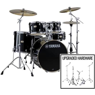 Yamaha SBP2F50 Stage Custom Drum Shell Kit, 5-Piece, Raven Black, with Hardware Pack