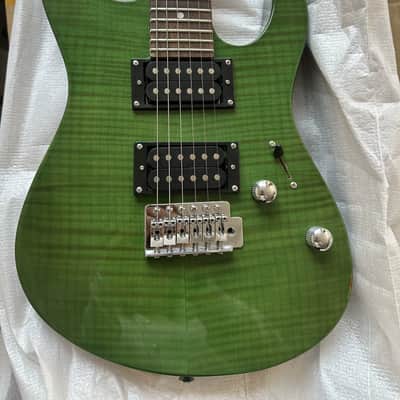 Custom Green HH Electric Guitar, Tiger Maple Top Body, Maple Neck image 1