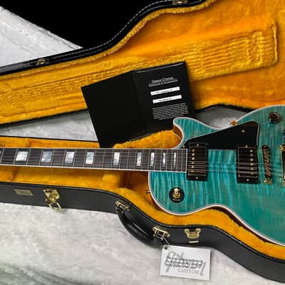 NEW! Gibson Dealer Select Custom Shop Les Paul Custom AAA Flame Top - Aqua Blue - Authorized Dealer - WOW! 8.2 lbs - G07380 image 15
