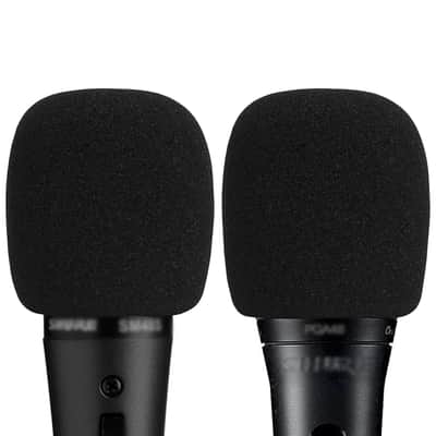 Microphone Foam Windscreen Compatible With Shure Sm48, Sm86, Pga48, Sm58Lc, Beta58A, Wa713 Handheld Vocal Microphone Antipop Foam Cover, Sponge Foam Filter, Mic Wind Cover (Black) 2 Pack