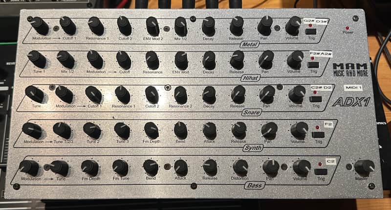 MAM ADX-1 Drum Machine - Rare Original Silver Finish - w/ Original MAM Power Supply image 1