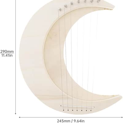 Lyre Harp 7 String DIY, Moon Shaped Lyre Harp Musical Instrument, Wood String Instruments, Make Your Own Basswood image 2