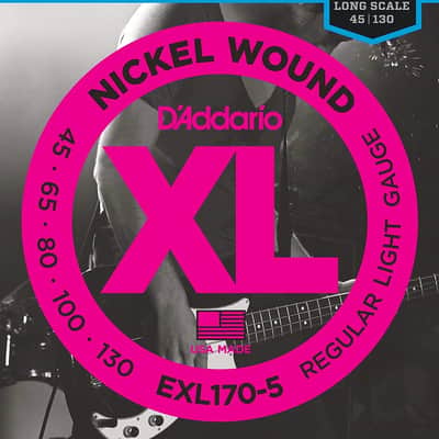 D'Addario EXL170-5 Nickel Wound 5-String Bass Guitar Strings, Light, 45-130, Long Scale image 1