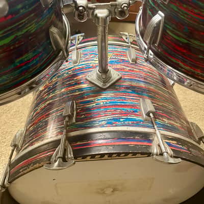 Ludwig Big Beat Drum Set 12/13/16/22 1970/71 - Psychedelic Red image 10