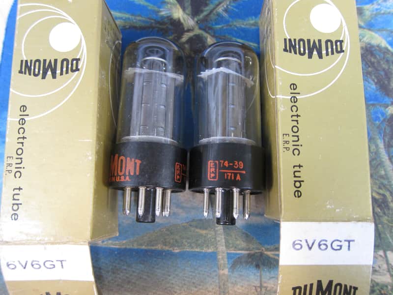 Pr Vintage GE 6V6GT Power Tubes,Relabeled Dumont, Test Strong/Balanced, 1960s, USA, , Ex Sound 1960 Smoked glass image 1