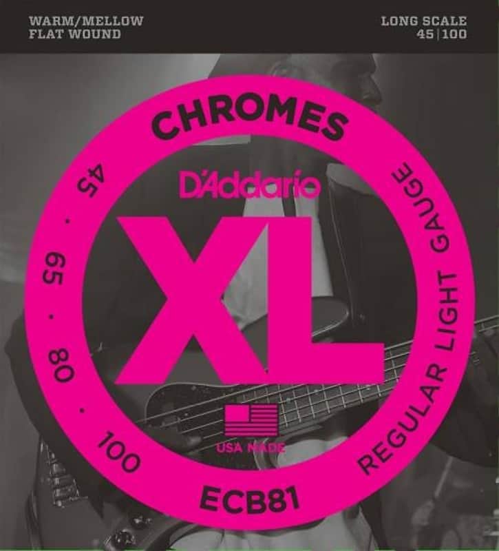 D'Addario Chromes Flatwound Bass Strings (Regular 45-100) image 1