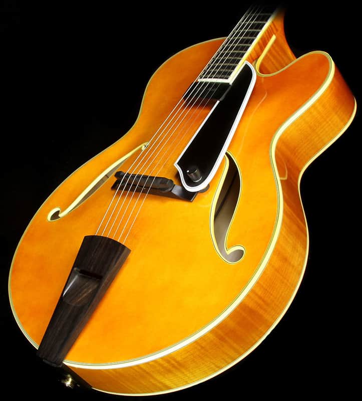 2007 W.E. Moll John Pizzarelli Model Archtop Electric Guitar Transparent Amber image 1
