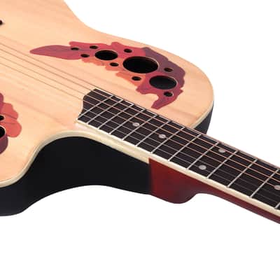 41 inch Cutawary Round Back Acoustic Guitar Spruce Top Grape Hole 2020s - Burlywood image 7