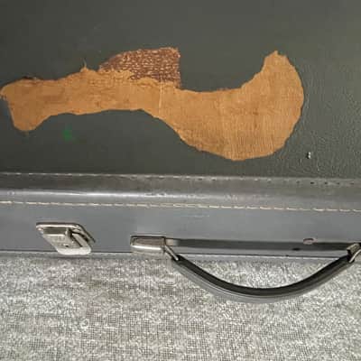Vintage 1960’s Epiphone Newport Short Scale Bass Hardshell Case Gray Tolex Blue Interior CASE ONLY Extremely Rare image 11
