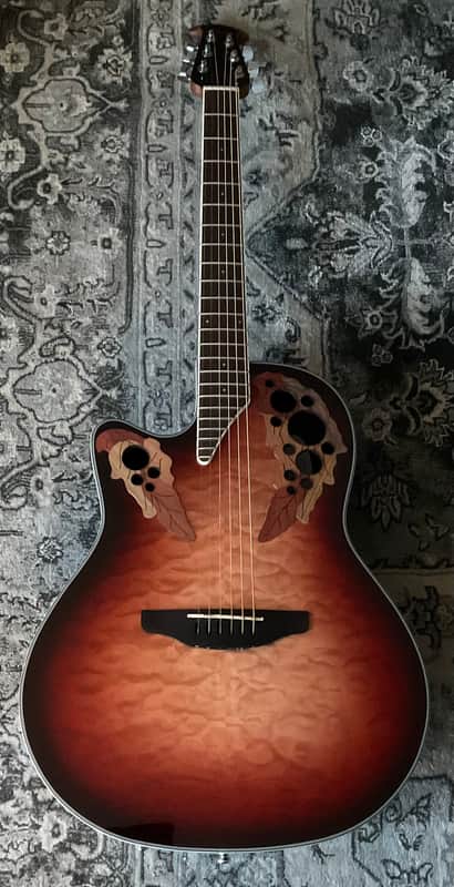 Ovation Celebrity Elite Plus CE44LX-1R Mid-Depth Left-Handed Acoustic-Electric Guitar - New England Burst image 1