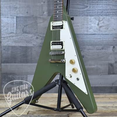 Pre-Owned Gibson Flying V Tribute - Satin Olive Drab with Hardshell Case image 12
