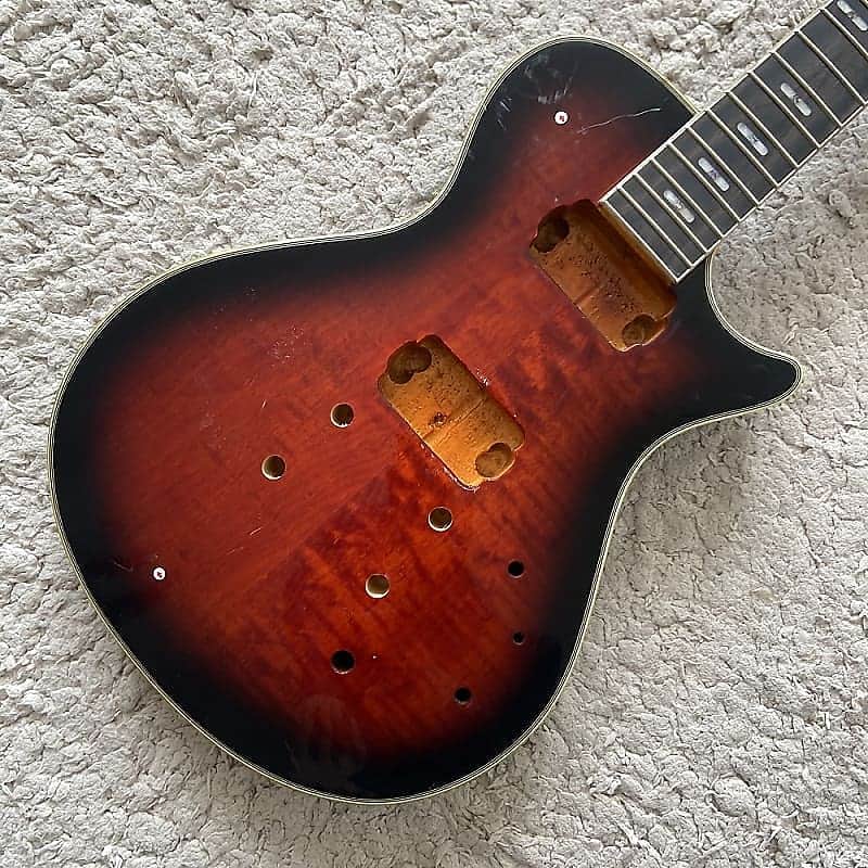 Red Burst Single Cut Guitar Body, Rosewood Fingerboard Neck DIY Project image 1