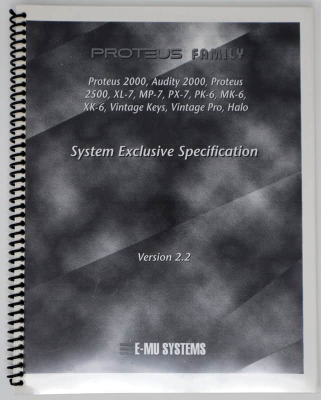 E-MU Systems Proteus Family System Exclusive Specification Manual 1990s image 1