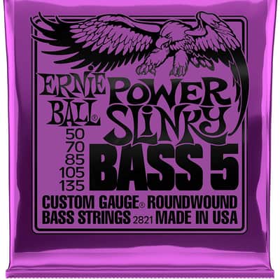Bass Guitar Strings 50-135 Ernie Ball 2821 Power Slinky 5 String 100% Genuine image 1