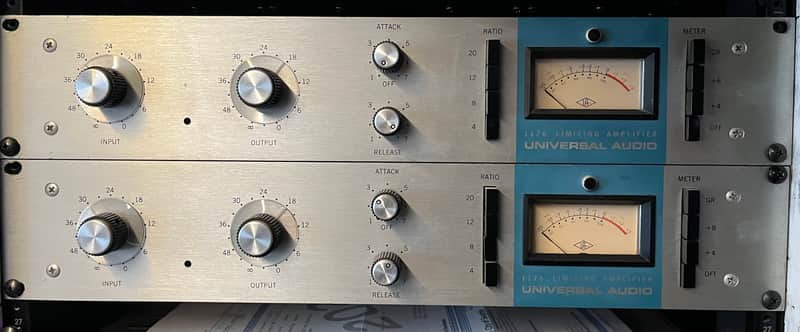 Urei Universal Audio 1176 Rev. B Limiting Amplifier Stereo Pair 1960s Silverface with Blue Stripe image 1