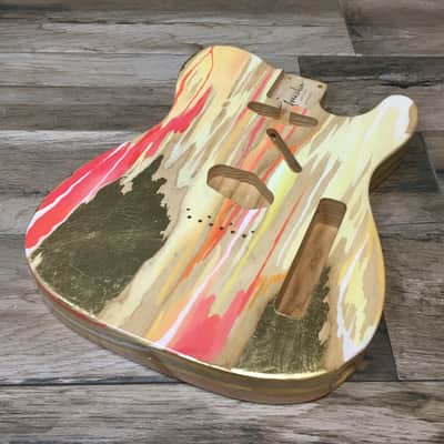 Made to Order - FRANCHIN Mars guitar body Colorful Wood Grain Oil Paint and Metallic Leaf Swamp Ash Telecaster-Tele-T-Style Made in Italy image 4