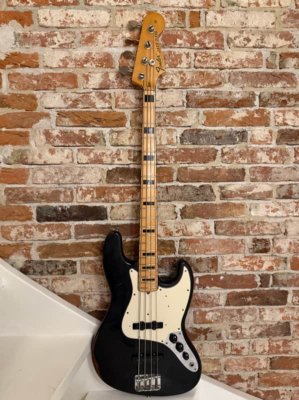 Fender Jazz Bass 1973 - Black over Mocca image 1