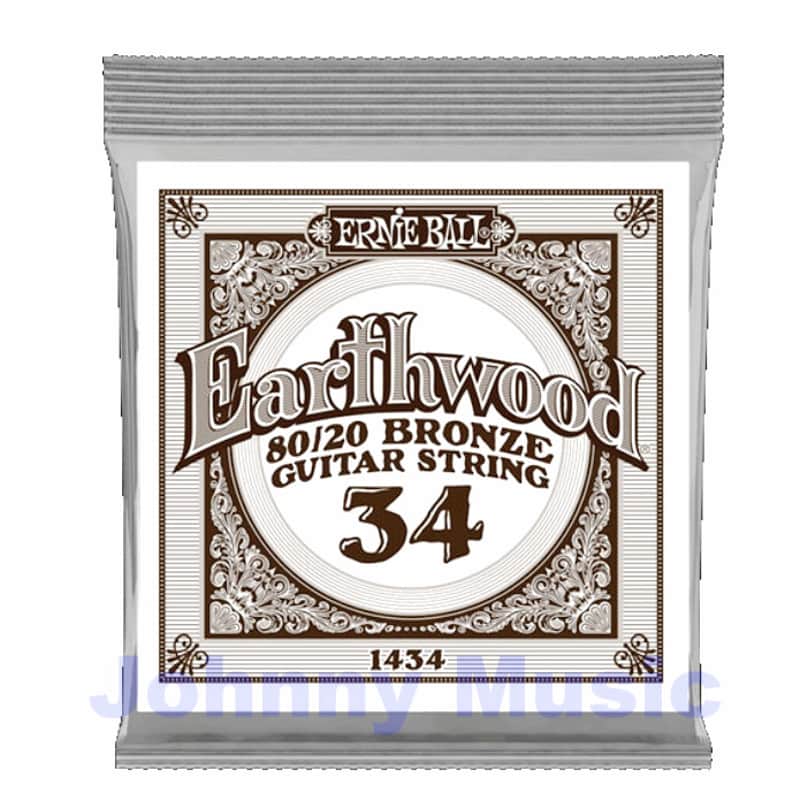 .034" Earthwood 80/20 Bronze Wound Over Brass-Plated High-Carbon Steel Hex-Core Acoustic Guitar Single String image 1