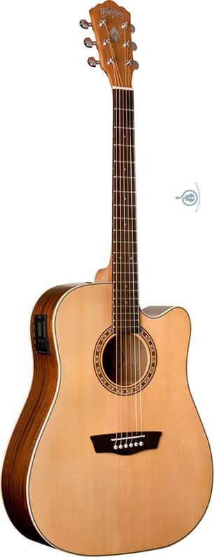 Washburn WD7SCE Dreadnought Acoustic Electric Guitar Cutaway Natural image 1