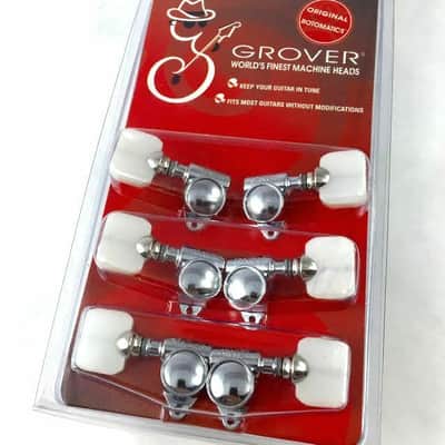 Grover 103C  Original “Milk Bottle” Rotomatic Tuners 3 +3 Chrome Finish w/Pearloid Buttons image 1