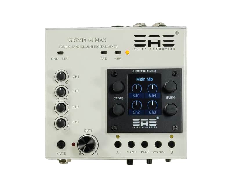 Elite Acoustics EAE GigMix 4-1 MAX mini Digital Mixer with 4 Input channels/Reverb/Delay image 1