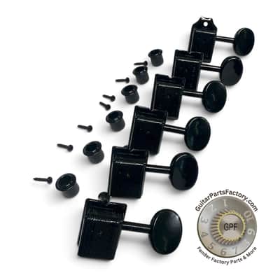 WJ-55-6B Wilkinson Deluxe 6 Inline Black Vintage Tuners for Fender Strat/Tele