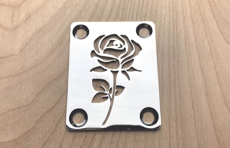 Icon Plates Rose Neck Plate For Bolt On Neck Guitar or Bass - Chrome Finish image 1