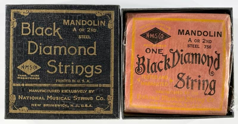 1930s BLACK DIAMOND STRINGS Vintage BOX Mandolin A Or 2nd Steel 756 National image 1