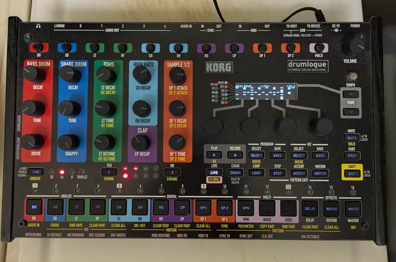 Korg Drumlogue Hybrid Drum Machine w/overlay image 1