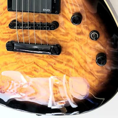 Fernandes Dragonfly Custom Elite Sunburst DC DoubleCut 24 Frets, Abalone EMG's image 3