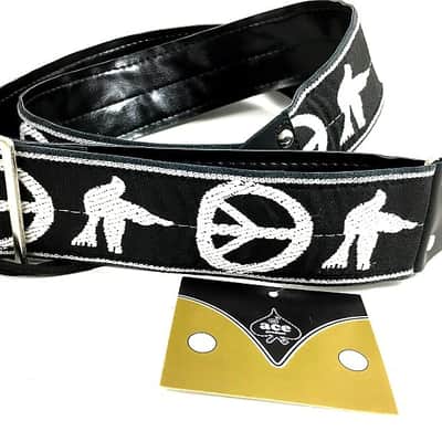 Ace Guitar Strap  Vintage Style  Peace Doves Design  Black and White image 1