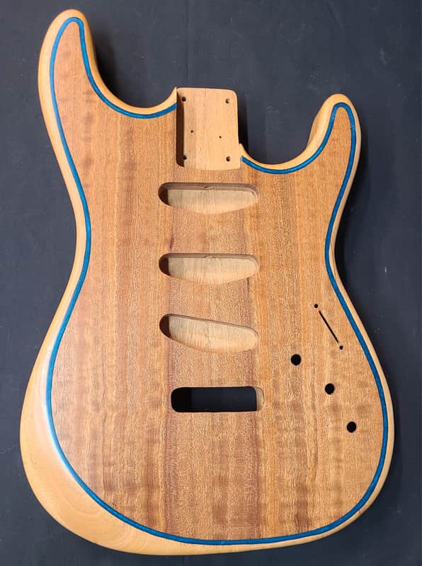 Unbranded Custom ST Body Honduran Mahogany Inlaid Figured Sapele Top Natural Satin Nitro Made in USA image 1