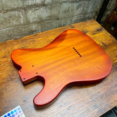 Warmtone CG Flamed Maple Telecaster Guitar Body "Amber Burst” 4.8lbs image 7
