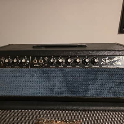 Fender Showman Head 1966 - Black with Blue mesh image 1