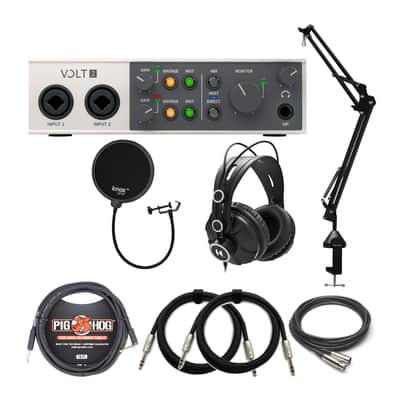 Universal Audio VOLT-2 USB Audio Interface with Headphones, Boom Arm, Pop Filter, and Cables image 1