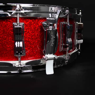 Mint Ludwig 5" x 14" Classic Maple Snare Drum, Red Sparkle image 1