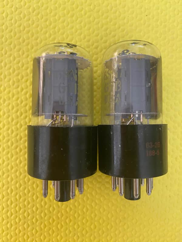 Matched Pair General Electric GE 6SN7 6SN7GTB Vacuum Tubes Valves Copper Support Rods NOS NIB image 1