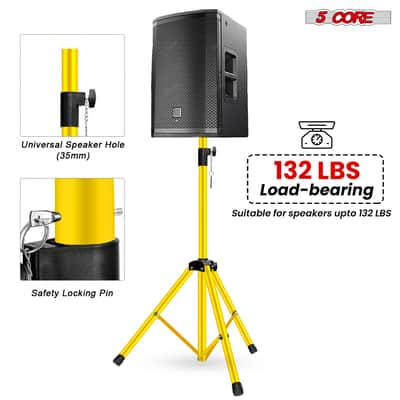 5 Core Speaker Stand Pair Height Adjustable 36" Heavy Duty PA DJ Tripod Studio Monitor Stands image 3