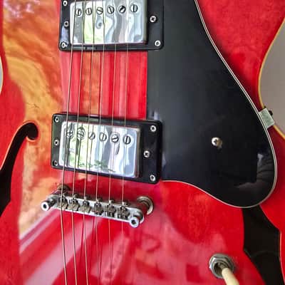 Luxor ES-335 Style Hollowbody – MIJ Lawsuit Era – Cherry Red – Professional Setup image 3