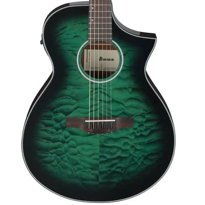 Ibanez AEWC16QATEH Acoustic/Electric Guitar Transparent Emerald Burst High Gloss image 2