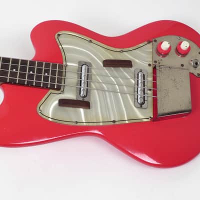 1968 Danelectro Coral Deluxe Bass - Brilliant Red - Rare 34" Scale Bass - Lipstick Pickups -Original Case image 5
