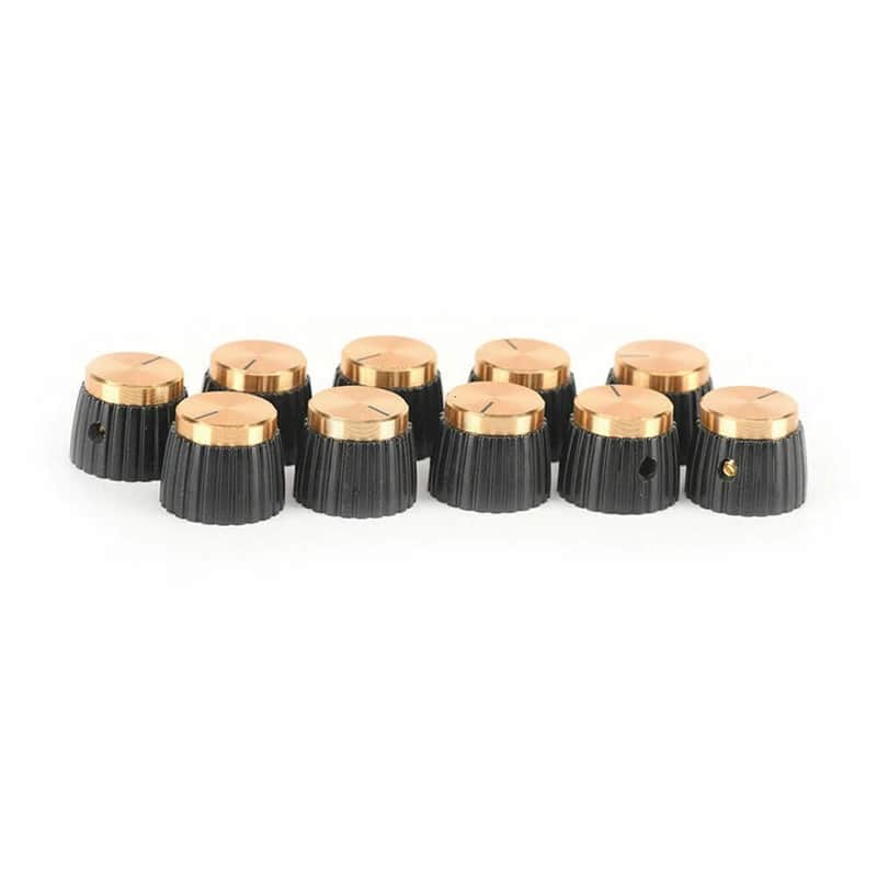 10-Pieces Guitar AMP Knobs Black Gold Cap fits Marshall Amplifier image 1