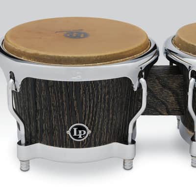 Latin Percussion LP Uptown CCII 7-1/4"-8-5/8" Bongos - Sculpted Ash Espresso Stain with Chrome Hardware (LP201SA) image 3
