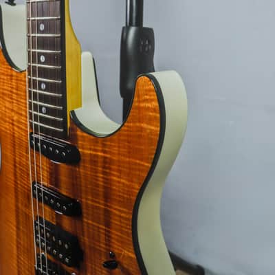 2020 Schecter USA Custom Shop Sunset SS CTM II HSS Natural Koa / Trans White Back Electric Guitar w/OHSC image 4