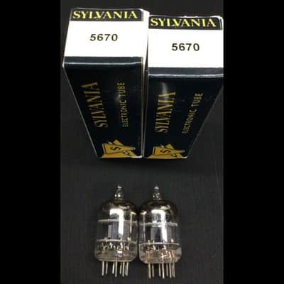 Matched Pair SYLVANIA 5670 Head Phone Amp O Getter Vintage VACUUM TUBES 9.9511 image 1