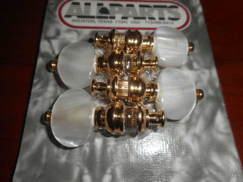 Gotoh UKA Ukulele Tuning Keys (4), White Pearloid Buttons - GOLD image 1