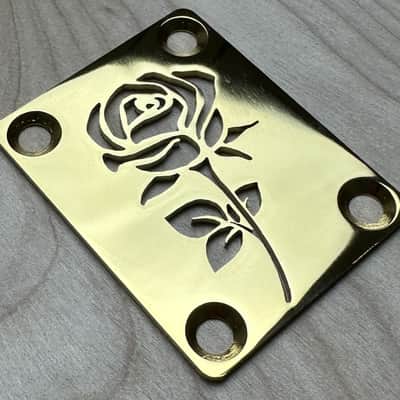Icon Plates Rose Neck Plate For Bolt On Neck Guitar or Bass - Gold Finish image 3