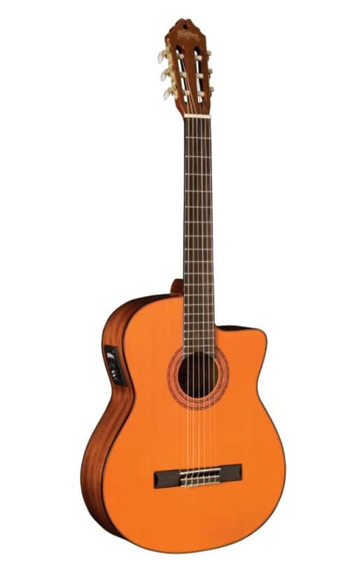 Washburn C5CE Classical Cutaway Acoustic Electric Guitar. Natural image 1